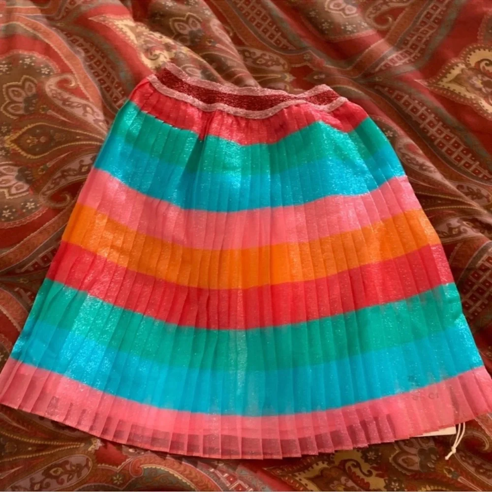 Gucci Rainbow Glitter Stripe Stretch Pleated Skirt